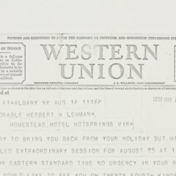 Telegram: 1931 August 15
