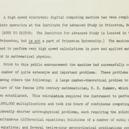 Press Release: 1952 June 10