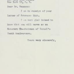Letter: 1958 February 26