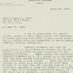 Letter: 1929 April 30