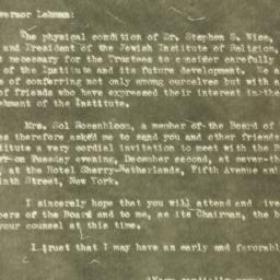 Letter: 1930 November 21