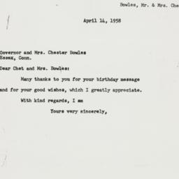 Letter: 1958 April 14
