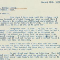 Letter: 1938 August 29