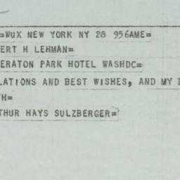 Telegram: 1954 March 28
