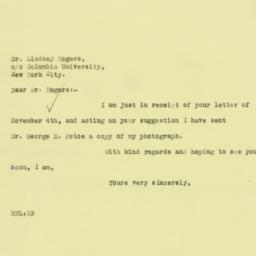 Letter: 1925 November 5