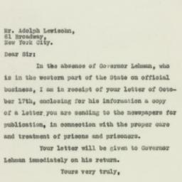 Letter: 1929 October 21