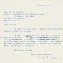 Letter: 1947 March 3