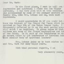 Letter: 1954 October 9