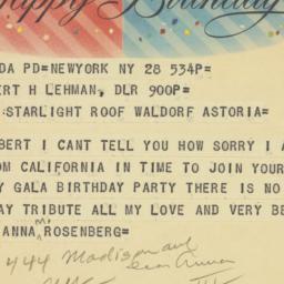 Telegram: 1958 March 28