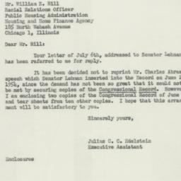 Letter: 1954 July 13
