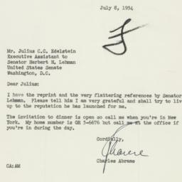 Letter: 1954 July 8