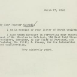 Letter: 1943 March 19