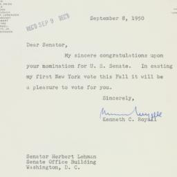 Letter: 1950 September 8