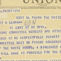 Telegram: 1947 November 5