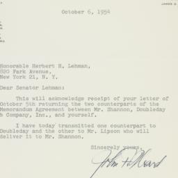 Letter: 1954 October 6