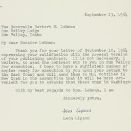 Letter: 1954 September 13