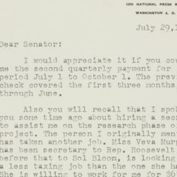 Letter: 1953 July 29