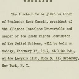 Memorandum: 1947 February 13