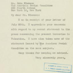 Letter: 1946 July 29