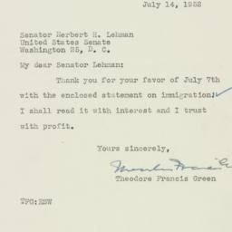 Letter: 1952 July 14
