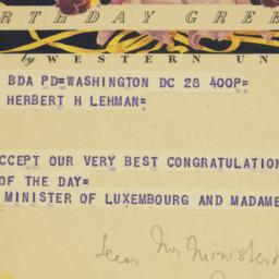 Telegram: 1953 March 28