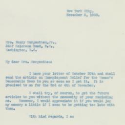 Letter: 1933 November 2