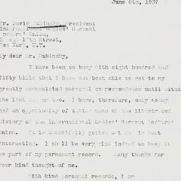 Letter: 1937 June 8