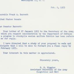 Letter: 1955 February 2