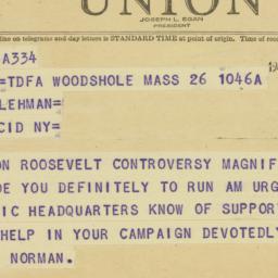 Telegram: 1949 July 26