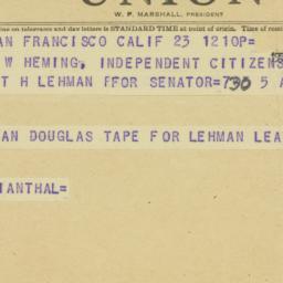 Telegram: 1950 October 23