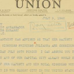 Telegram: 1942 July 9