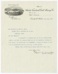 Alaska Treadwell Gold Mining Co.. Letter - Recto