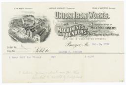 Union Iron Works. Bill - Recto