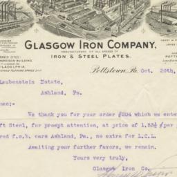Glasgow Iron Company. Letter