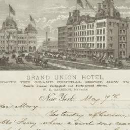 Grand Union Hotel. Letter