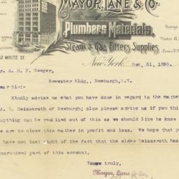 Mayor, Lane & Co.. Letter