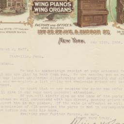 Wing & Son. Letter