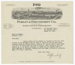 Parlin & Orendorff Co.. Letter - Recto