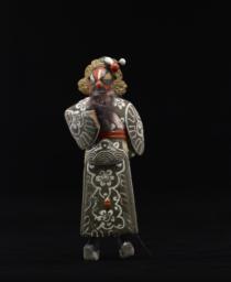 Male Peking Opera Figurine With With Red Face And Green Robe