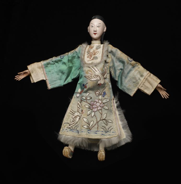 Chinese Male Figurine  With Long, Green Robe