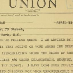 Telegram: 1948 April 11