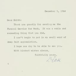 Letter: 1964 December 5