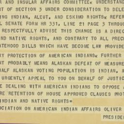 Telegram: 1950 May 26