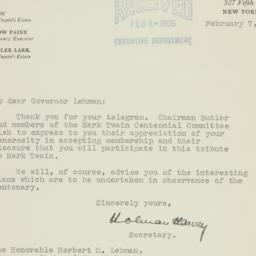 Letter: 1935 February 7
