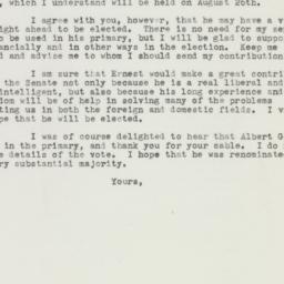 Letter: 1958 August 9