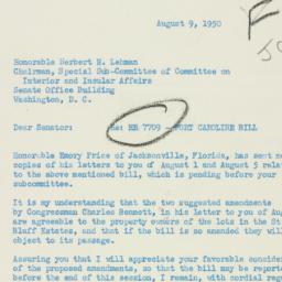 Letter: 1950 August 9