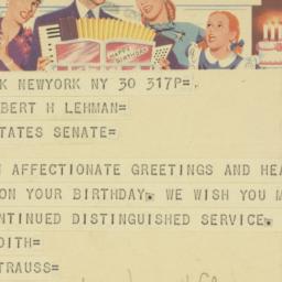 Telegram: 1953 March 30