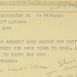 Telegram: 1958 March 30