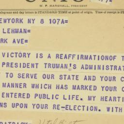 Telegram: 1950 November 8