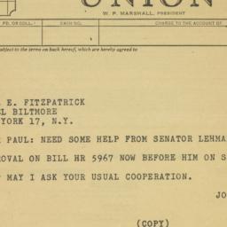 Telegram: 1950 August 18